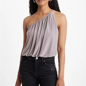 NWT Express Skimming One Shoulder Draped Tank - Taupe XS
